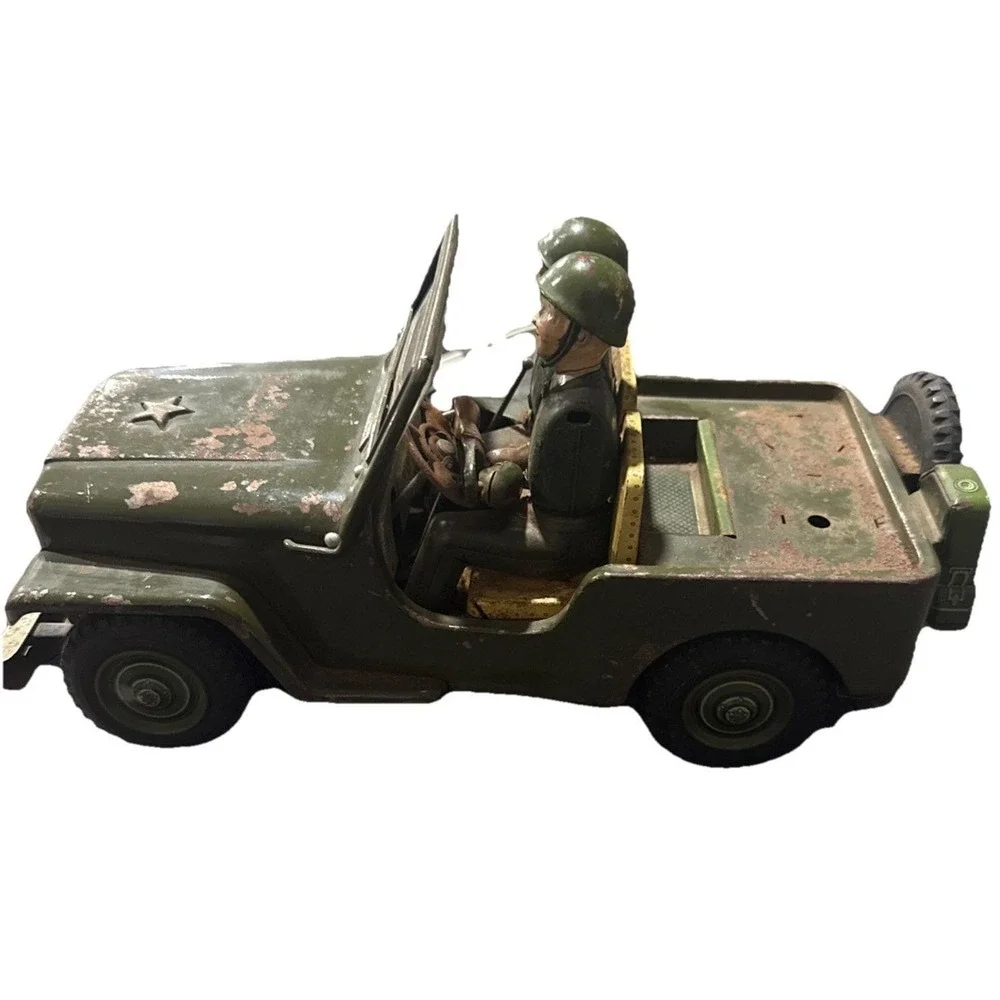Vintage 1950s Army Command Jeep Tin Litho Made in Japan By TN Nomura